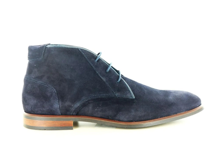Berkelmans Alastaro halfhoge heren veterschoen van donkerblauw navy suède in wijdte G, voor heren met een normale pasvorm en steunzolen.
