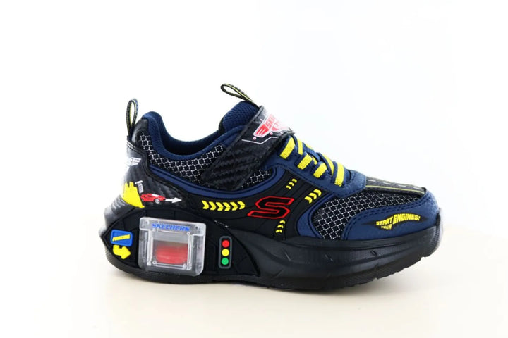 Skechers 402150L sneaker jongens blauw synthetisch met verlichting.