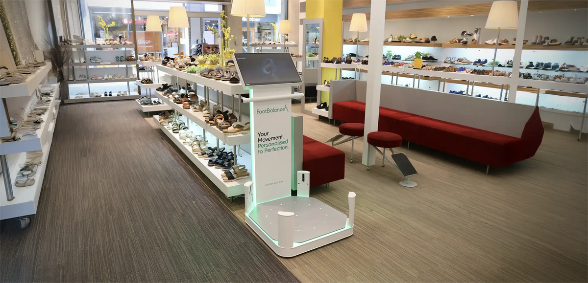 De groene 3D-voetscanner in de winkel in Almere